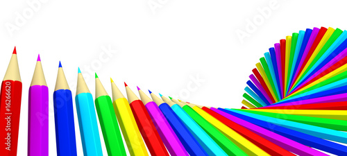 Rainbow of colored pencils