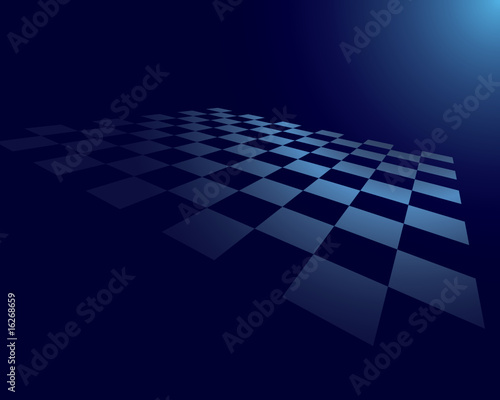 checked board with blue light