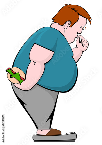 Fat man with burger