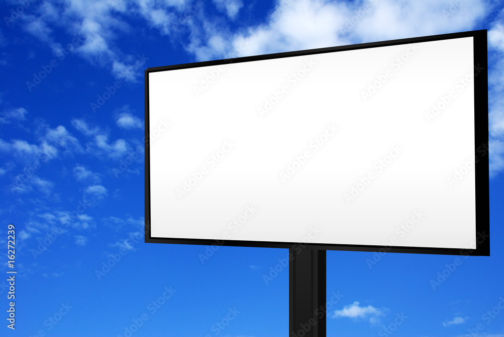 White blank billboard on a nice blue sky White blank billboard on a nice blue sky
