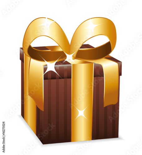 Brown gift with a large golden bow