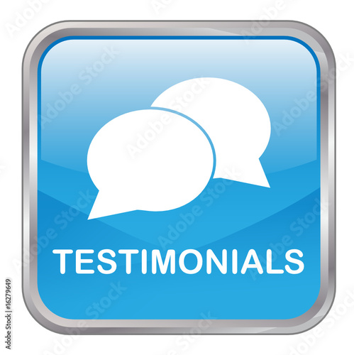 Square vector button "TESTIMONIALS" (blue)