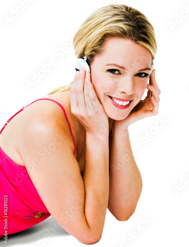 Young woman speaking on mobile phone