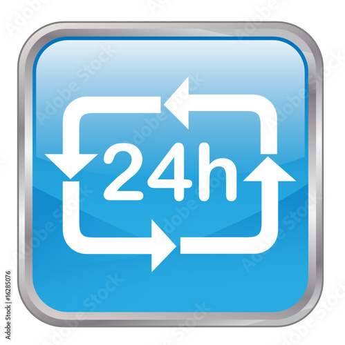 Square vector button with "24h" Symbol (French/Spanish version)