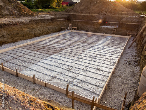 Fundament eines Kellers beim Hausbau