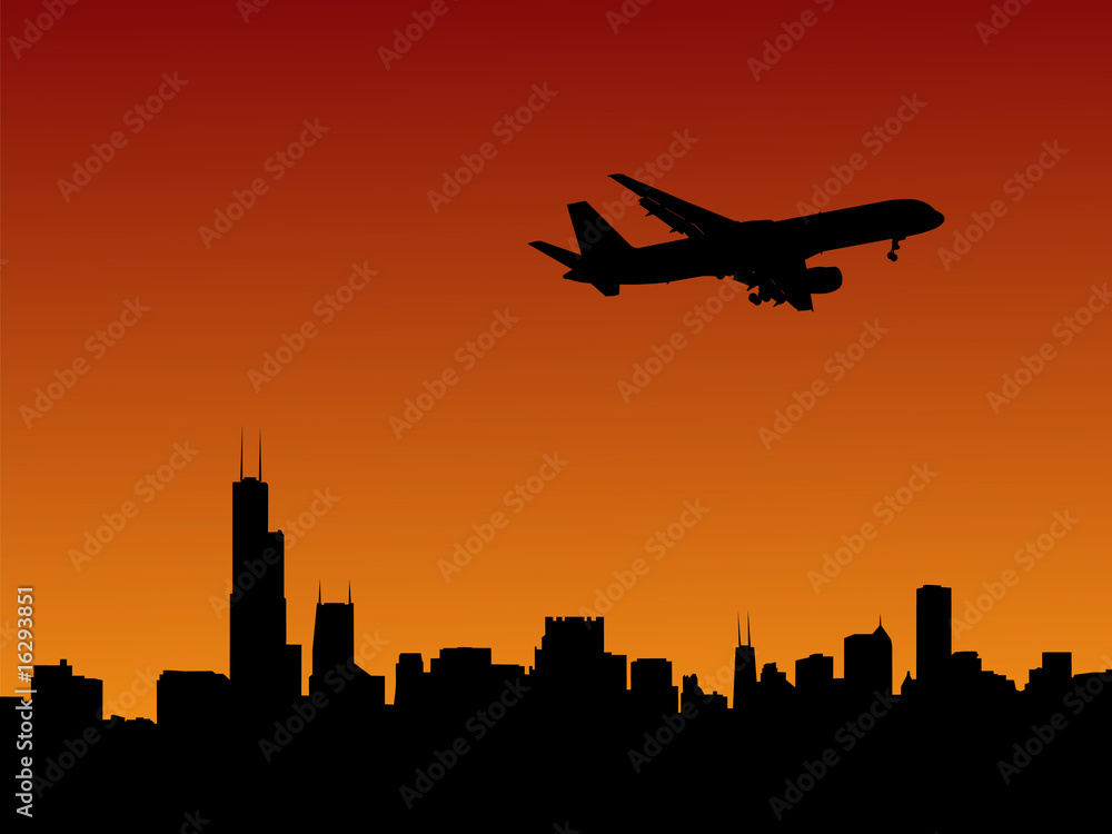 plane arriving in Chicago plane arriving in Chicago