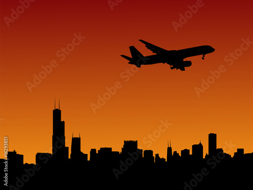 plane arriving in Chicago