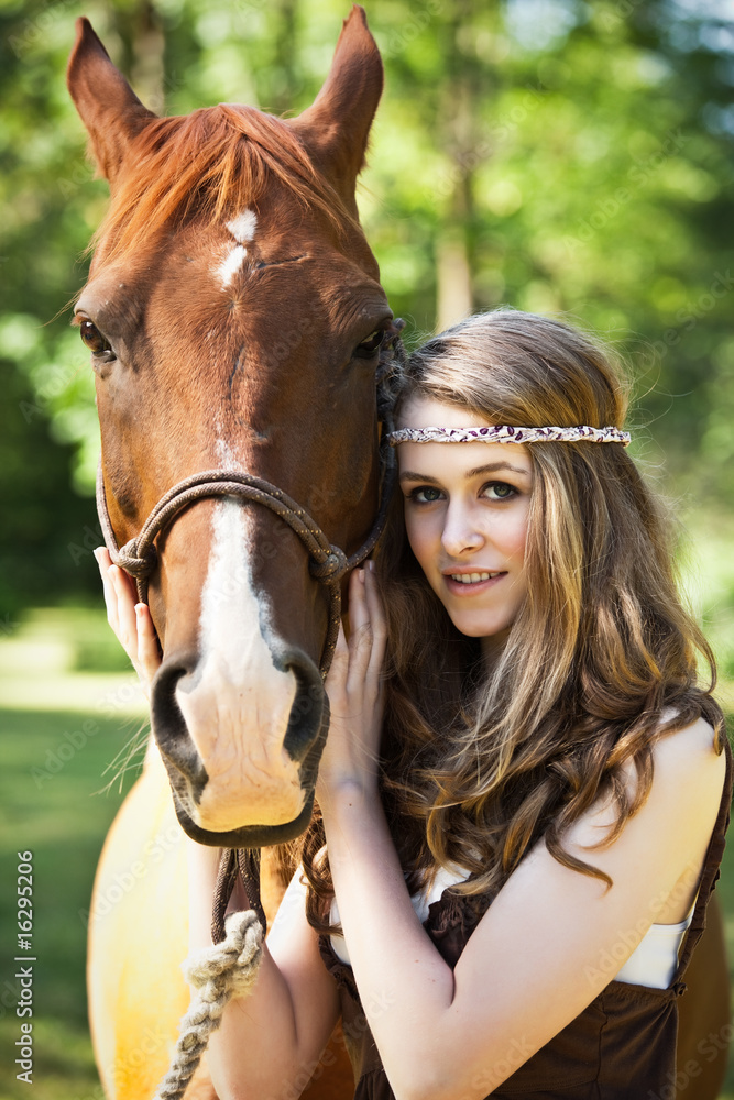 Fototapeta premium Girl with horse