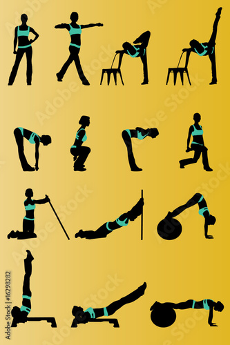 Siluetas tabla ejercicio fitness