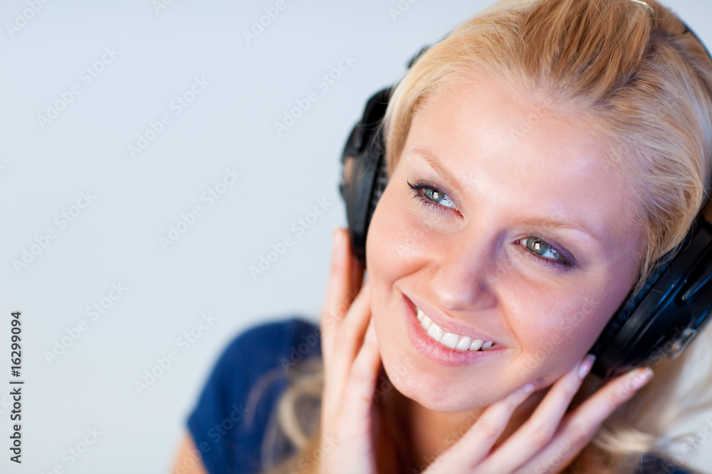 Portrait of an attractive woman with headphones Portrait of an attractive woman with headphones