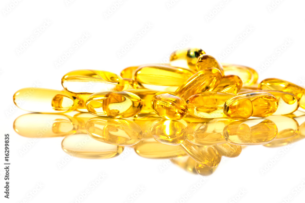 Omega-3 pills isolated on white background Omega-3 pills isolated on white background