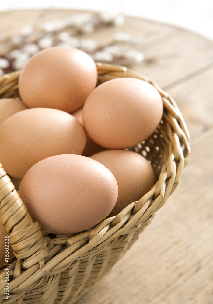 Fresh eggs in the basket background. Fresh eggs in the basket background.