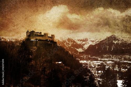 medieval castle - toned picture in retro style