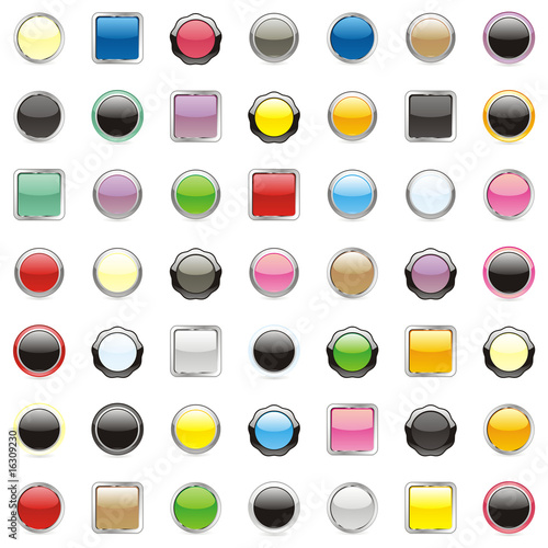 fifty fully editable vector web buttons with details