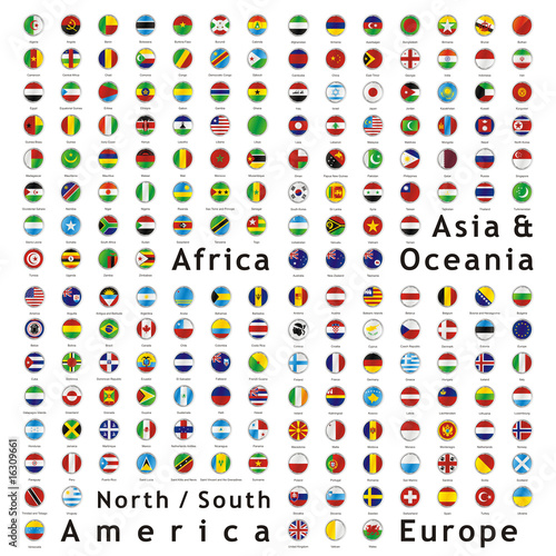 two hundred of fully editable vector world flags web buttons