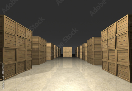 Stacks of wooden boxes photo