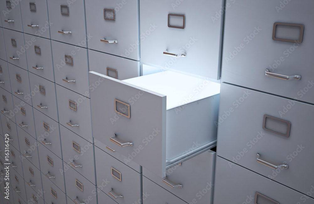 File cabinet with an open drawer File cabinet with an open drawer