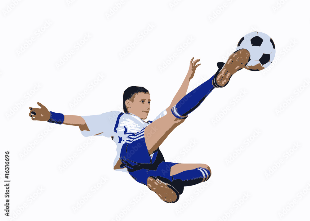 Fototapeta premium Boy with soccer ball, Footballer. (vector)