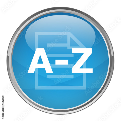 Bouton rond "A-Z" (vecteur ; bleu)