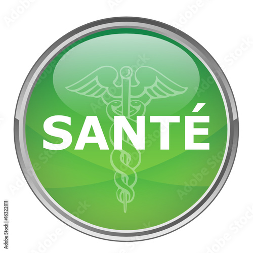 Bouton rond "SANTE" (vecteur ; vert)
