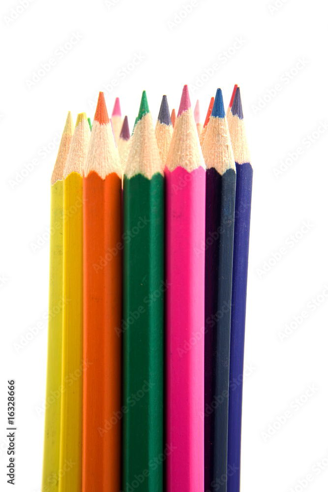 colored pencils over white background colored pencils over white background