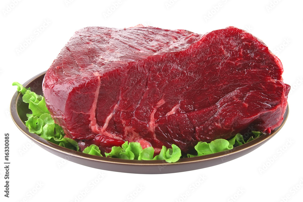 huge uncooked meat on plate