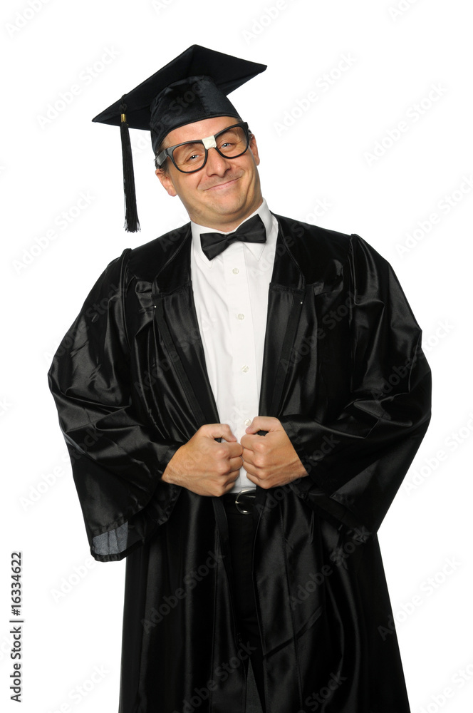 Nerd Graduate With Gown and Mortarboard Nerd Graduate With Gown and Mortarboard