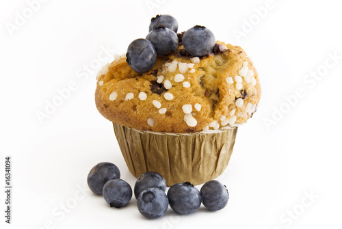 Muffin with blueberries on top