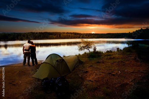 Camping Lake Sunset