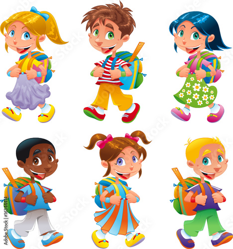Boys and girls go to school