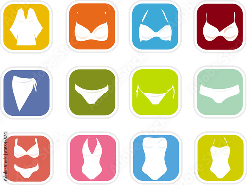 woman lingerie shopping icons set