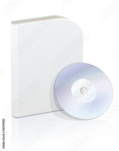 Boite de logiciel moderne vierge et son DVD