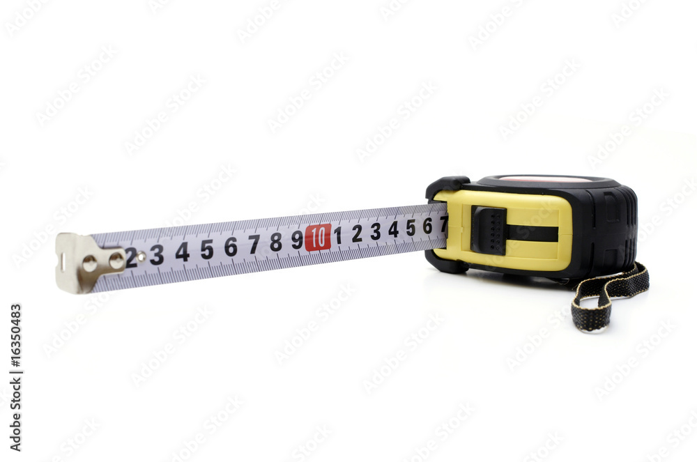 Opened tape measure on white isolated background Opened tape measure on white isolated background