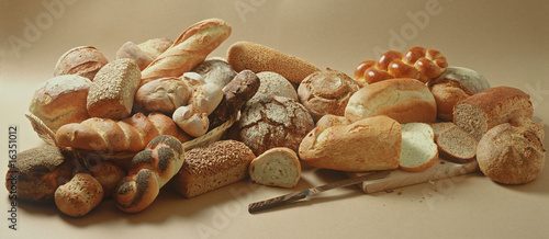 Baker's display of various breads