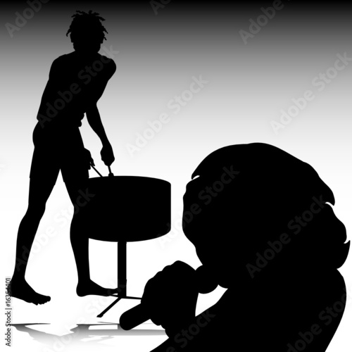 woman singing vector silhouettes