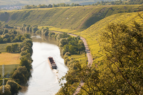 Weinberge mit Frachtschiff photo