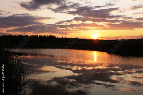 Lake on sunset