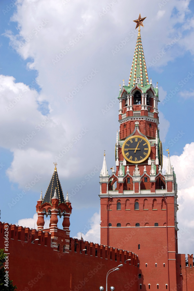 The Kremlin Spasskaya tower on Red Square in Moscow The Kremlin Spasskaya tower on Red Square in Moscow