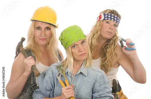 sexy team contractor construction ladies with tools