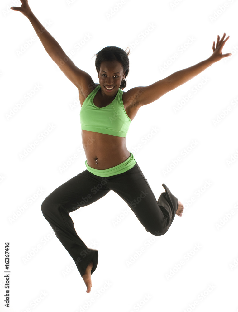 young pretty hispanic african american woman exercising with fit