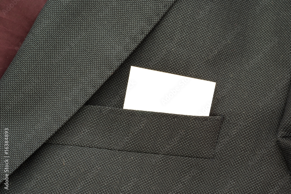 Blank business card in his pocket Blank business card in his pocket