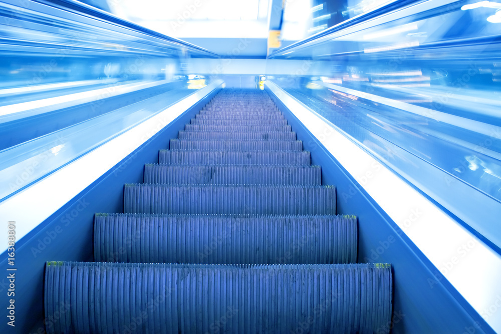 fast blue moving escalator fast blue moving escalator