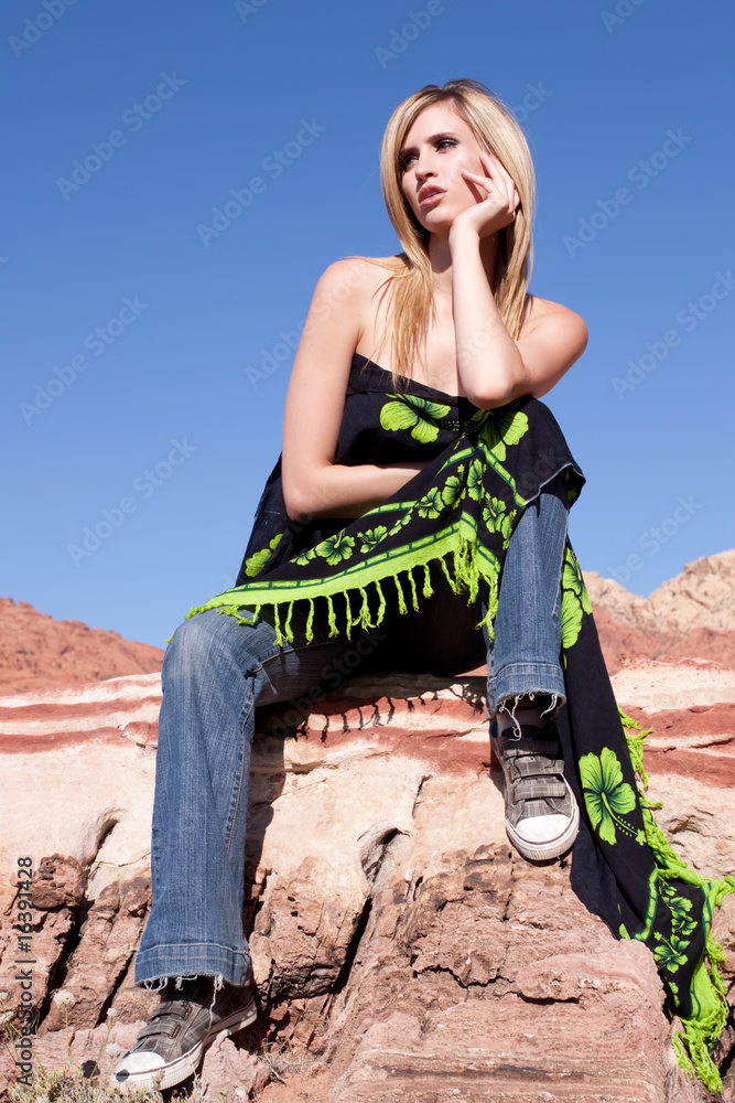 Fototapeta premium Sexy girl in blue jeans
