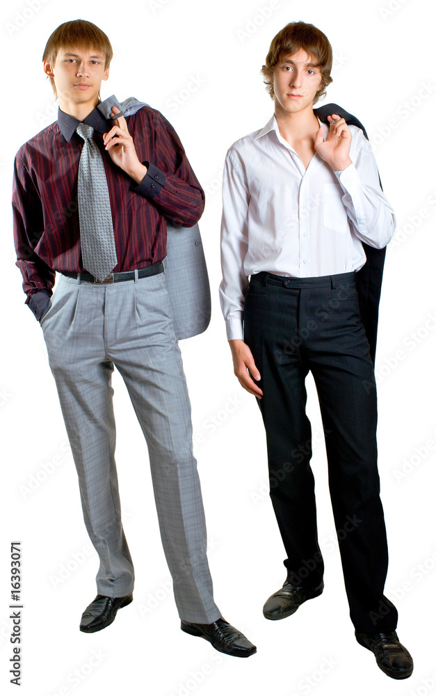 Obraz premium Two young businessmen on white