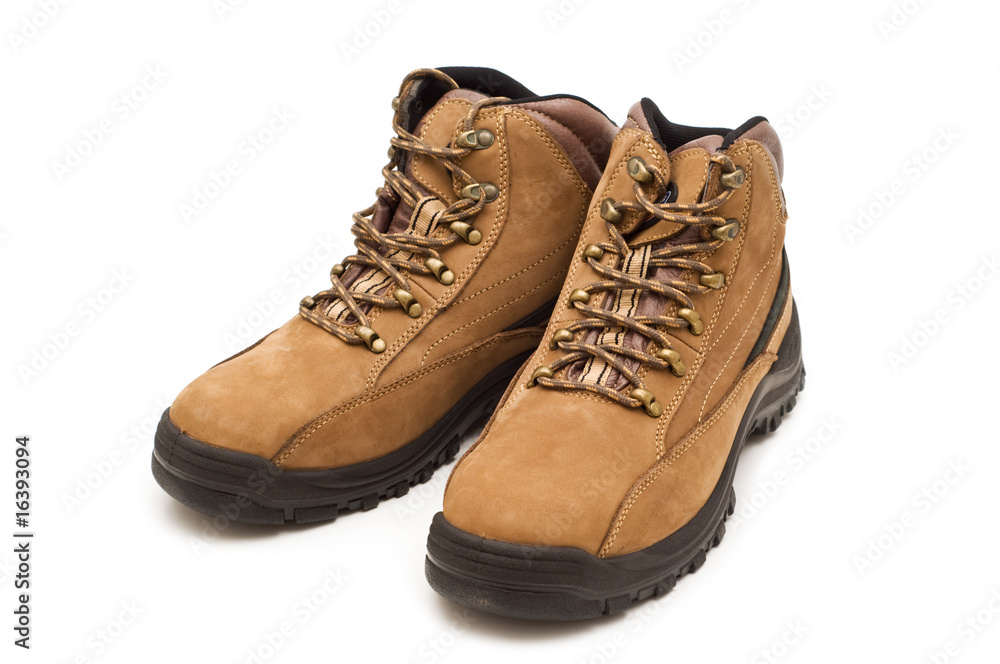 modern working boots on a white background .. modern working boots on a white background ..