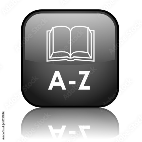 Square vector "A-Z" button with reflection (black)