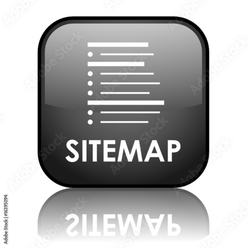 Square vector "SITEMAP" button with reflection (black)