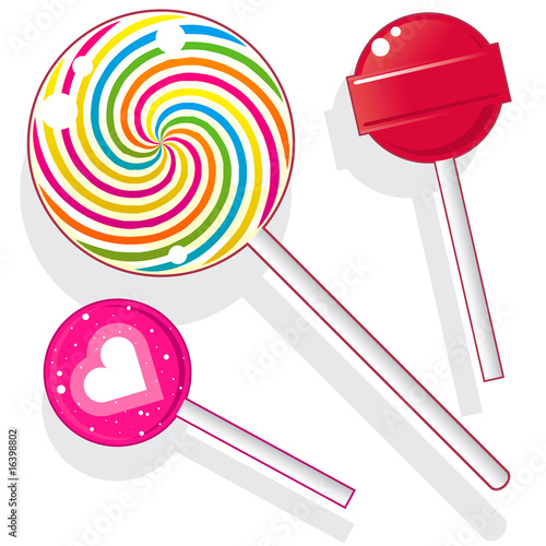 Lollipops and candy suckers in vector illustration