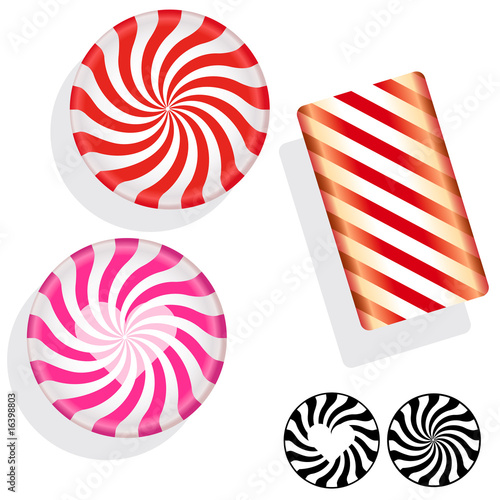 Peppermint swirl candies - candy stripes in vector illustration