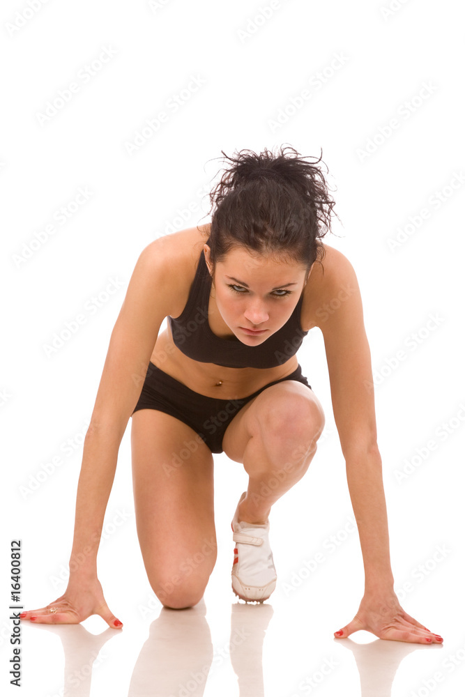 portrait of the young brunette woman going in for sports portrait of the young brunette woman going in for sports